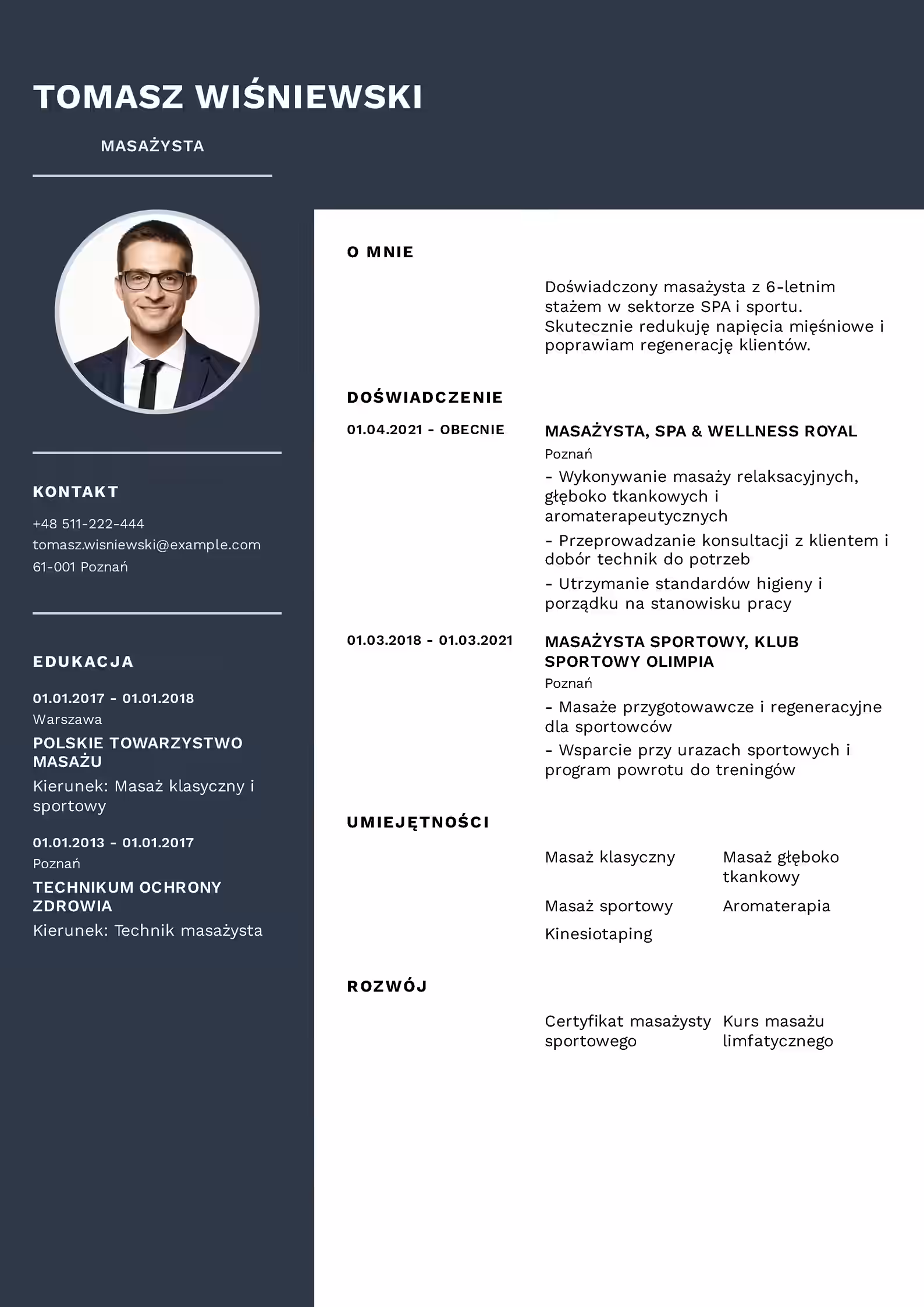 Wzór CV masażysta — przykład profesjonalnego dokumentu