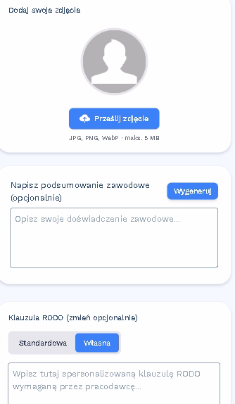 Tworzenie podsumowania zawodowego w kreatorze CV