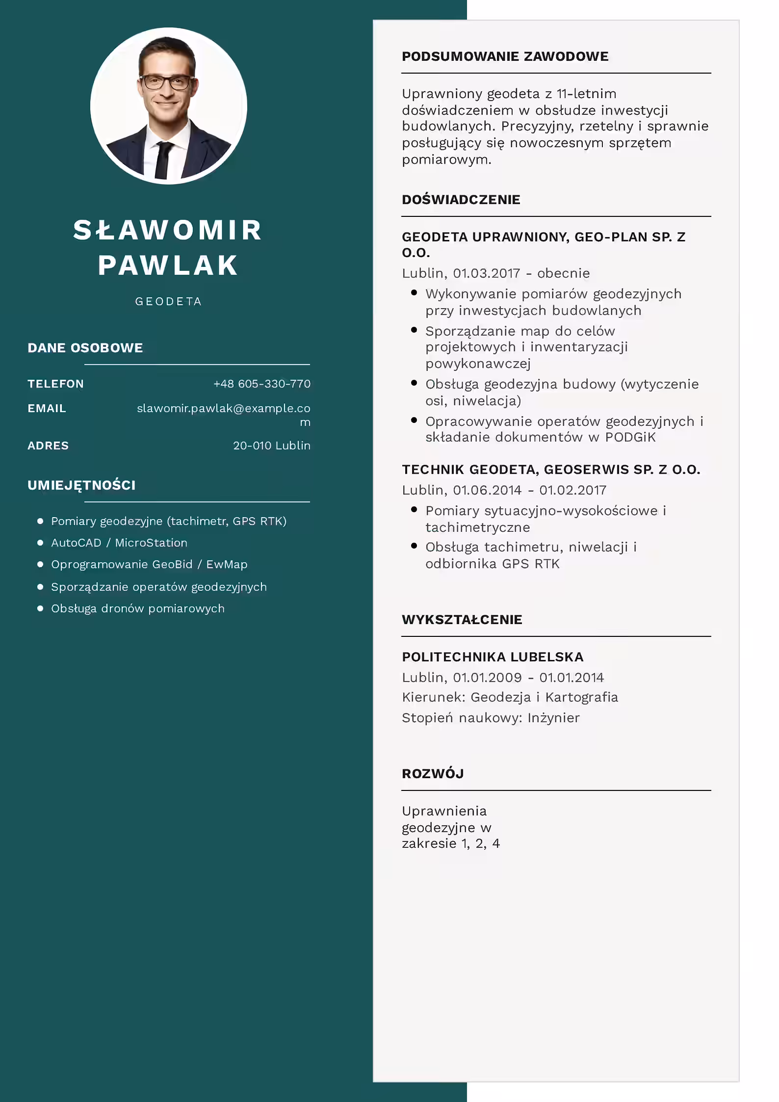 Wzór CV Geodeta Wzór CV geodeta – przykładowy szablon do pobrania