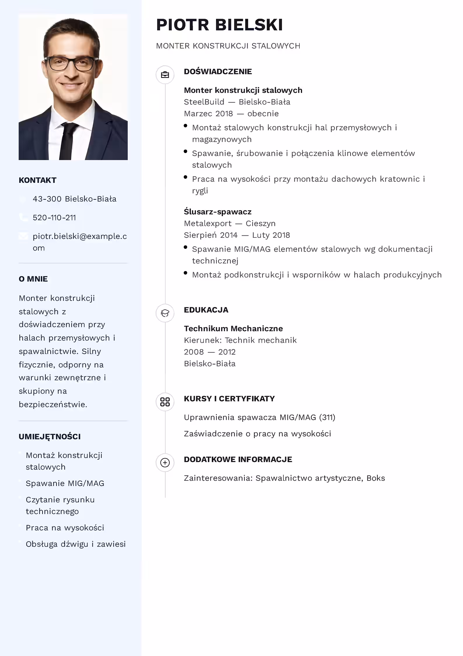 Wzór CV Monter Konstrukcji Stalowych Wzór CV Monter Konstrukcji Stalowych – przykładowy szablon do pobrania